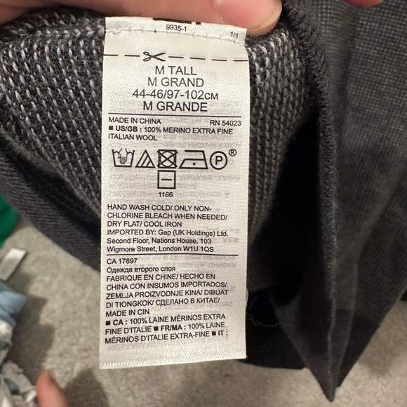 Banana Republic Blue Gray Merino Italian Wool Pullover Sweater Size Medium Tall - Picture 9 of 9